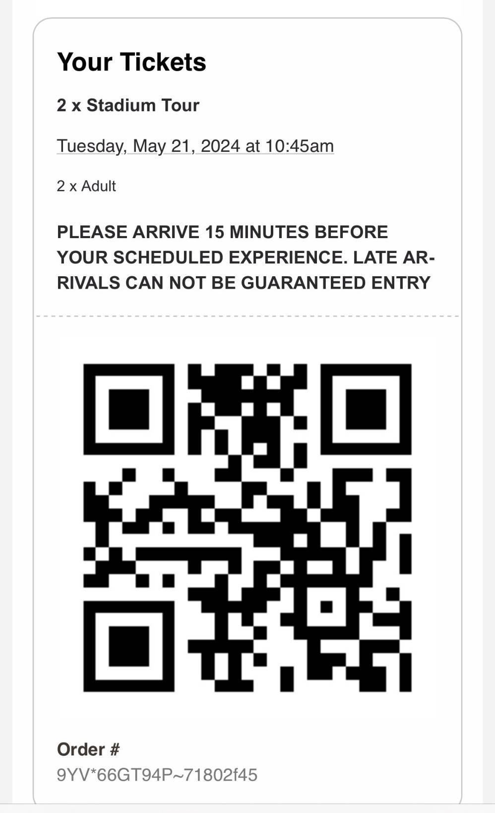 QR Code เข้าสนาม
